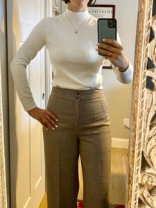 I am very happy with the fabric and fit of the sweater.